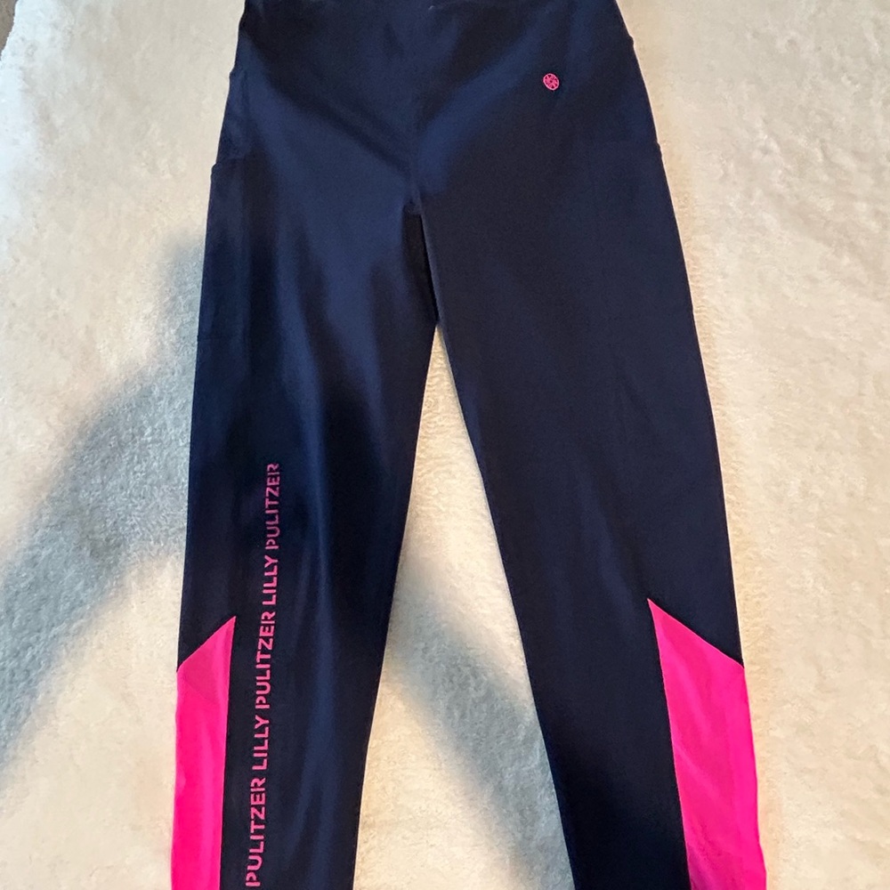 Lilly Pulitzer navy and pink Luxletic leggings